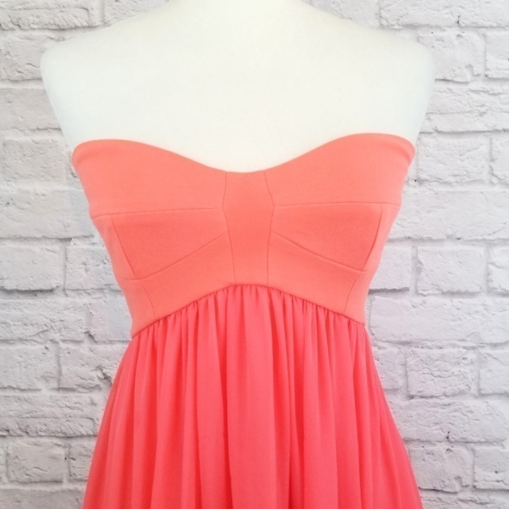 Diane Von Furstenberg coral strapless chiffon short dress women's size 2 Y2K - Picture 6 of 9